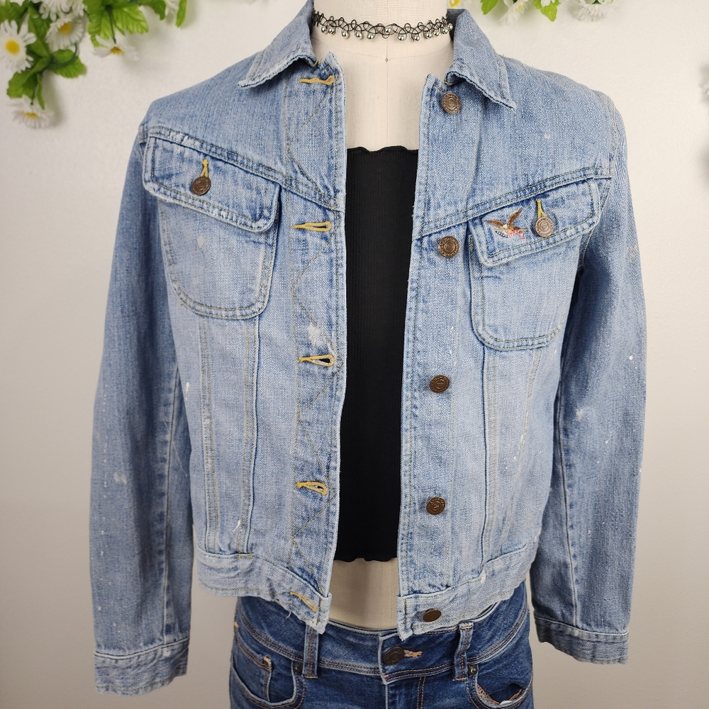 Amweivan Living Denim Jacket Paint Splatter Vintage Sz Small